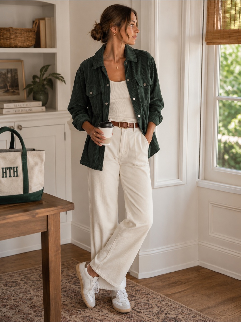 Forest Green Teddy Corduroy Jacket - Women's Casual Shacket